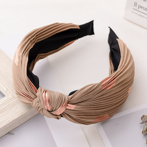 Serre-tête noué style japonais et coréen, large, en tissu plissé, accessoire capillaire décontracté pour femme - Product Image 4