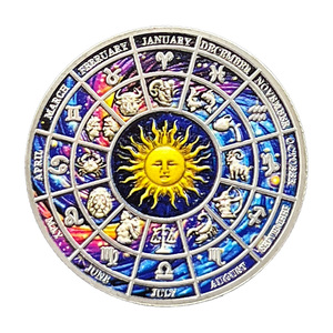 En stock : Ensemble de pièces commémoratives en métal sur le thème des 12 signes du zodiaque, collection de souvenirs, roue du zodiaque - Product Image 6