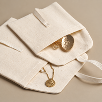 Pochette à bijoux en toile de coton, sac cadeau enveloppe avec nœud en ruban, logo personnalisé pour l'emballage de bagues et colliers, vente en gros