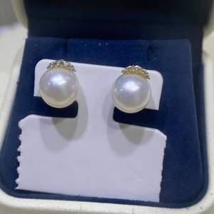 S925 Sterling <b>Silver</b> Eyelash Design Pearl Stud <b>Earrings</b>, 10-11mm Round Pearl, Strong Pink Overtone, Minor Blemish - Product Image 4
