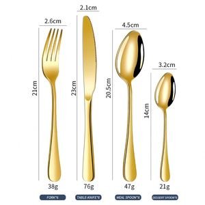 Ensemble de couverts en acier inoxydable 1010, couteau, fourchette, cuillère, baguettes, 24 pièces, boîte cadeau, usage domestique, design minimaliste, finition miroir - Product Image 3