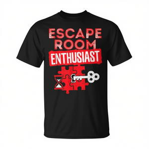 T-shirt puzzle pour passionnés de Escape Room, unisexe, noir, pour adultes - Product Image 2