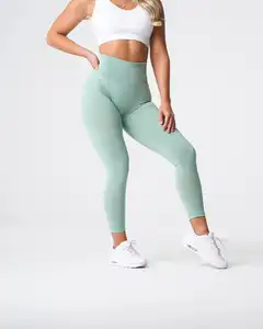 Nouveaux pantalons de yoga collants taille haute personnalisés Leggings sans couture courbe vert sauge