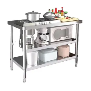 54 Thickened three layers of stainless steel operating table kitchen workbench cutting table packaging hotel commercial