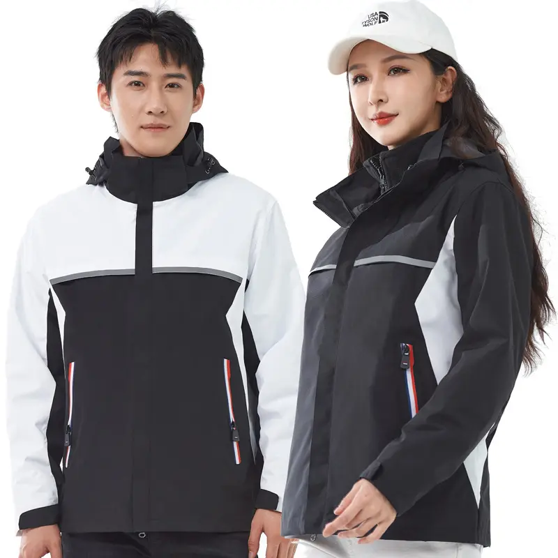 Benutzer definiertes Logo Modetrend Unisex-Mantel 3-in-1 Abnehmbare Wärme Wasser-und Windschutz gymnastik Versity-Jacke