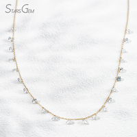 Starsgem Collier ajustable unisexe de luxe flottant en or 10K 1g avec diamant de laboratoire taille brillant 4,85 ct 3,9 mm couleur D blanc