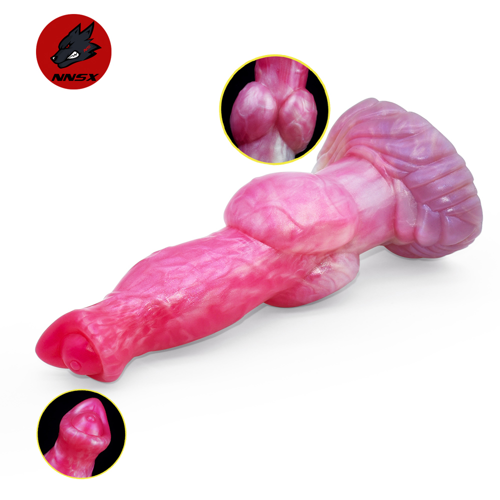 NNSX 21.5cm Big Knot Round Base Dildo - Animal Dog G-Sport Anal Plug for  Women