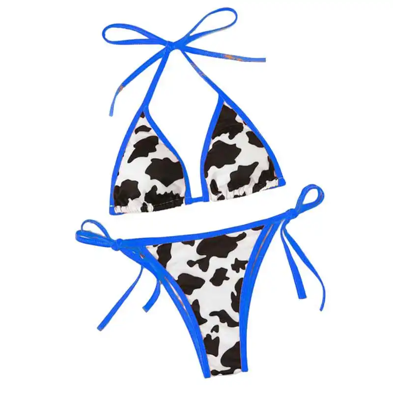 2021 estate abbigliamento donna Bikini Set donna da bagno moda donna Sexy mucca stampa triangolo Halter costume da bagno donna