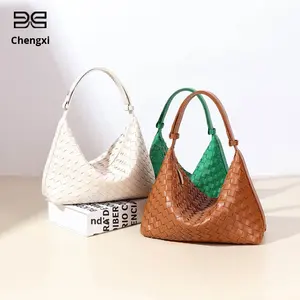 กระเป๋าถือทรงกล่องอาหารกลางวันแบบทอมือ ลายเรขาคณิต ดีไซน์เรียบง่าย ทันสมัย สำหรับฤดูใบไม้ร่วง  สะพายไหล่หรือถือใต้วงแขน  งานแฮนด์เมดคุณภาพสูง - Product Image 2