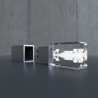 Memoria USB 3.0 Personalizada con Cristal y Luz LED, 2GB 4GB 8GB 32GB 64GB, Pendrive de Cristal