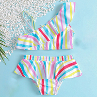 Badpak voor kleine meisjes, bandeau, één geheel, allover fruit- en dierenprint, spandex/polyester, stretch, ademend, 1-delig