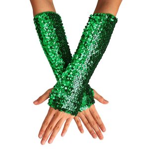 Mardi Gras actuaciones fiesta disfraz brillante lentejuelas guantes moda elástico brillo largo guantes sin dedos Rave para mujeres niñas - Product Image 1
