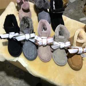 Cross-Border New Sheepskin Fur Integrated Fashion Pom Pom Bow Lace-Up Multi-Wear Thin Sole Warm Ankle Snow <b>Boots</b> - Product Image 2