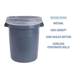 Sacs poubelles industriels haute densité Boardwalk 30 gallons 16 microns, rouleaux sans mandrin, 25 sacs/rouleau, naturels, 30 x 37, pour usage commercial - Product Image 3