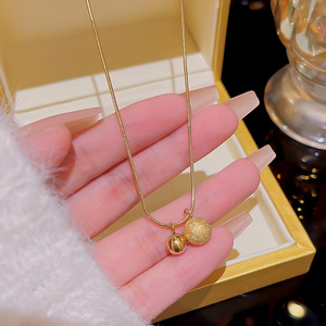 Petite Boule d'<span class=keywords><strong>Or</strong></span> Collier en Acier au Titane Femme Niche Design Sens de Lumière Chaîne de Clavicule de Luxe - Product Image 6