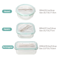 Boîte à lunch en verre borosilicate de haute qualité à bas prix pour les fabricants, récipient de stockage alimentaire avec couvercle en PP, étanche, sans BPA, avec couverts