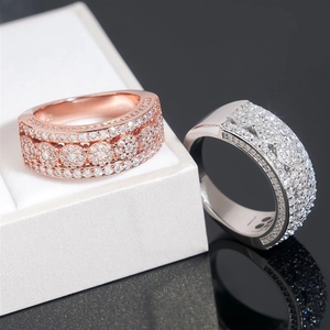 Nhẫn Hip Hop mạ vàng cao cấp bạc 925 Sterling đính đá Moissanite VVS lấp lánh dành cho nam, bán buôn - Product Image 3