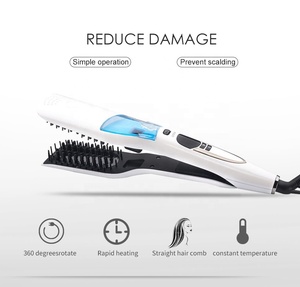 Professionale in ceramica rivestita LCD vapore piatto ferro piastra per capelli spazzola pettine elettrico per uso domestico Hotel fabbricati a vapore caldo - Product Image 2