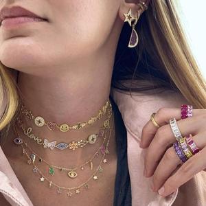 Nouveauté 2026 – Collier plaqué <span class=keywords><strong>or</strong></span> avec micro-pavés CZ colorés et breloque porte-bonheur pour <span class=keywords><strong>l</strong></span>'été - Product Image 2