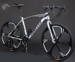 Vélo de route en acier à haute teneur en <span class=keywords><strong>carbone</strong></span>, vélo de course, frein à disque double, <span class=keywords><strong>fourche</strong></span> à ressort, guidon incurvé/plat pour hommes et femmes, adulte - Product Image 3