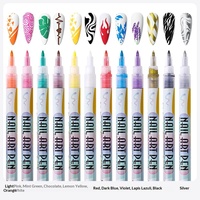 Stylos pour nail art 12 couleurs, pointes fines 0,7 mm, séchage rapide, imperméables, marqueurs pour ongles pour le graffiti, le traçage et la manucure DIY
