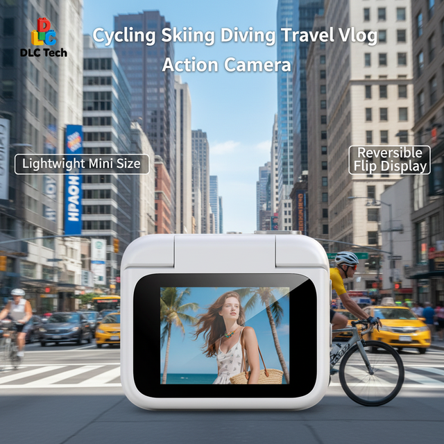 Portable 1080P Action Camera 143° Wide Angle 720P WiFi Flip Screen Backlight for Night Shooting 105g Lightweight