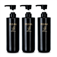 Flacon pompe de luxe noir brillant en plastique PET 750 ml pour gel douche, lotion corporelle, shampoing et après-shampoing