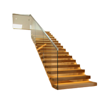 Escalier droit en fer à poutre unique avec balustrade en verre, style flottant intérieur, poutre centrale, structure dissimulée, taille personnalisée