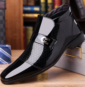 Men's Black Patent Leather Oxford Dress Shoes Pointed Toe <b>Slip</b>-<b>On</b> Formal Business Wedding Footwear - Product Image 3