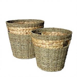 Rectangle Natural Material Water Hyacinth Storage <b>Tray</b>/<b>Drawer</b> with Cut-Out Handle Bamboo Storage Basket for Home Use - Product Image 3
