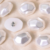 Boutons en fausses perles effet écaille de tortue, brillants, blancs, 15*12MM, avec boucle métallique pour chemisiers et chemises