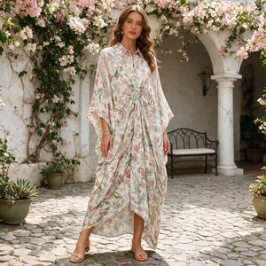 Vestido Maxi Casual com Estampa <span class=keywords><strong>Floral</strong></span> e Mangas Batwing para Mulheres, Ideal para Férias - Product Image 1