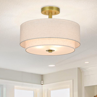 US Livraison gratuite Semi Flush 2 Tier Tissu E26 Intérieur Décoratif Moderne Design Nordique Pendentif Plafonnier pour Salon