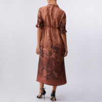 Robe chemise midi décontractée pour femme, personnalisée par le fabricant, à imprimé floral tropical, à col à revers, à manches mi-longues, ceinturée et boutonnée sur le devant, pour les vacances d'été