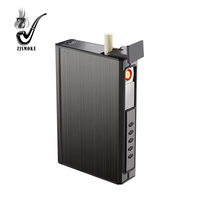 Étui à cigarettes en métal personnalisé avec logo laser, capacité de 20 pièces, avec briquets rechargeables et gonflables