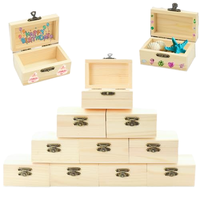Mini coffres au trésor, petites boîtes de rangement en bois avec couvercle et fermoir métallique pour l'artisanat, anniversaires d'enfants, 9x5,5x5 cm