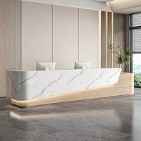 Comptoir de réception de bureau personnalisé, long et moderne, avec éclairage LED pour entreprise, hôtel, salon