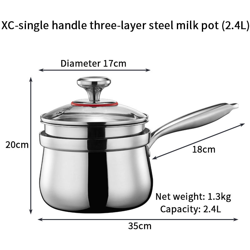 XC-single handle three-layer steel milk pot