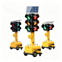 Feux de signalisation routière temporaires portables à LED de 300 mm, alimentés par énergie solaire, 3 aspects (rouge, jaune, vert), sur roues, pour travaux routiers