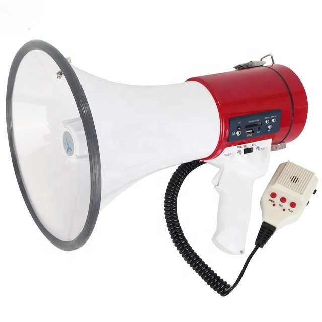 ER-66USB High Power Loud Megaphone Handheld Loudspeaker USB Record Siren Powered Bullhorn Plastic Recharge