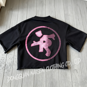 Biểu Tượng Tùy Chỉnh 250G 100% Cotton Dtg In Thời Trang Dạo Phố Tees Cắt <span class=keywords><strong>N</strong></span> May Boxy Đau Khổ Cắt T Áo Sơ Mi Cho Nam Giới - Product Image 3