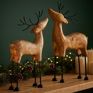Décoration de renne en bois artisanale, style traditionnel, ornement de Noël - Product Image 3