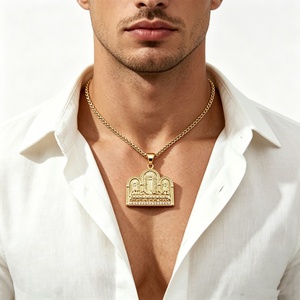 Collier Pendentif La Cène en Acier Inoxydable Plaqué Or avec Strass, Religieux Jésus Douze Apôtres, Chaîne Corde Hip Hop pour Hommes - Product Image 4