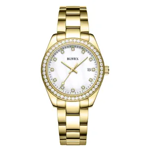 BLWRX 36mm pearl dial interchangeable bezel sapphire glass quartz movement women's watch