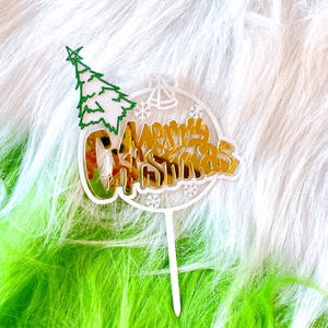 Fábrica al por mayor barato pastel decoración Cupcake suministros barato acrílico Feliz Navidad pastel Topper para Navidad - Product Image 1