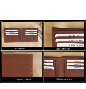 Genuine Leather <b>RFID</b> Protected Bi Fold <b>Wallet</b> for Men Slim Card Holder Two Compartment Pocket <b>Wallet</b> Fashion Gift - Product Image 4