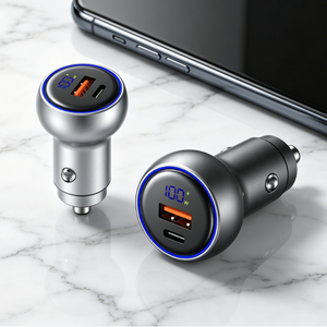 Chargeur de voiture double port 100W avec affichage LED |   Charge rapide USB-A et USB-C |   QC3.0 & PD3.0 |   Universel pour iPhone 16/15 Samsung - Product Image 1