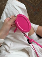 Pochette à bijoux unie tendance avec fermeture éclair, sac de rangement de voyage avec sangle de cou pour bijoux