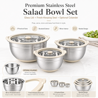 Bol de cuisine multifonction en acier inoxydable avec passoire, ensemble de bols à salade en acier inoxydable de différentes tailles