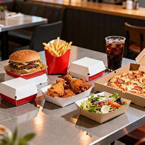 Caja de Papel para Alimentos con Diseño Resistente a la Grasa para <span class=keywords><strong>Hamburguesas</strong></span>, Papas Fritas, Pollo, Pizza, Ensaladas, Restaurantes <span class=keywords><strong>del</strong></span> <span class=keywords><strong>Mundial</strong></span> - Product Image 2